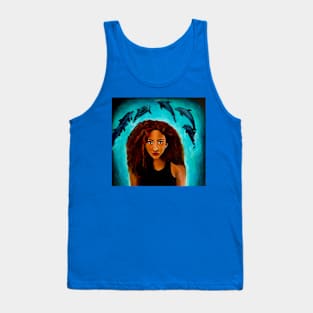 Woman with dolphins swimming Tank Top